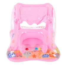 Aufblasbarer Kinder-Schwimmring mit Sonnendach und Griffen in Pink für Spaß im Pool