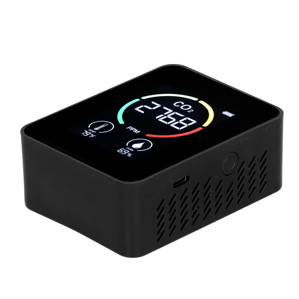 Carbon Dioxide Detector Usb Lcd Display, Temp Humidity, Black 8461377967952