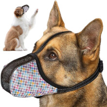 Dog Mouth Guard Adjustable Breathable Puppy Muzzle Soft Covered Guard Allows Panting Prevents Wildlife Scavenging Size M