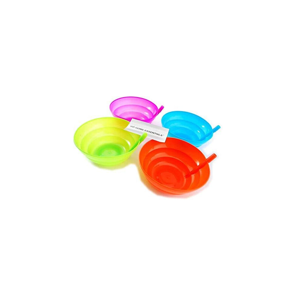 4 Sippy Bowls Bowls With Built In Straw - Plastic