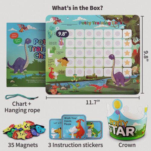 Potty Training Chart with 35 Stickers, 3 Reminder 2
