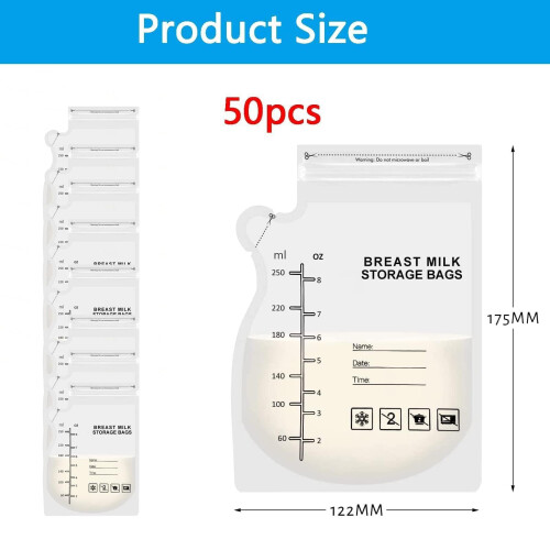 JEOPKO 50 Pcs Breast Milk Storage Bag, Easy Pour P 1