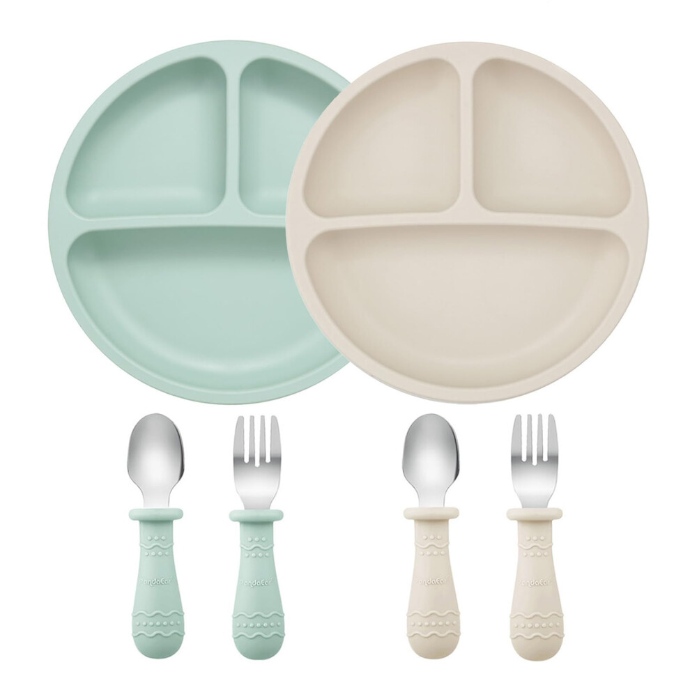 Pandaear 2 Pack Baby Suction Plates For Weaning Wi