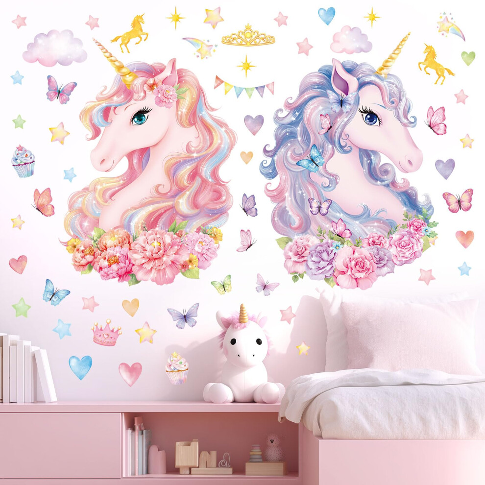Decowall Girls Sg2-2412 Large Unicorn Wall Stickers Rain