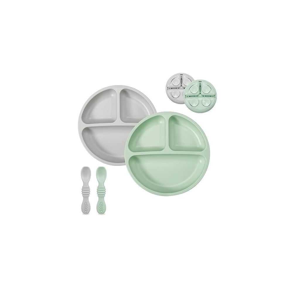 2-Pack Silicone Suction Plates For Babies Pandaear