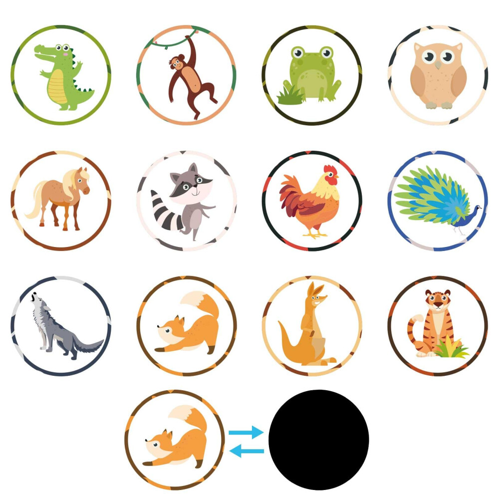 Gosknor 24Pcs Potty Training Seat Magic Sticker - Reusable Decal Targets For Toilet Training, Color Changing Pee Stickers For Boys Kids (Wildlife)