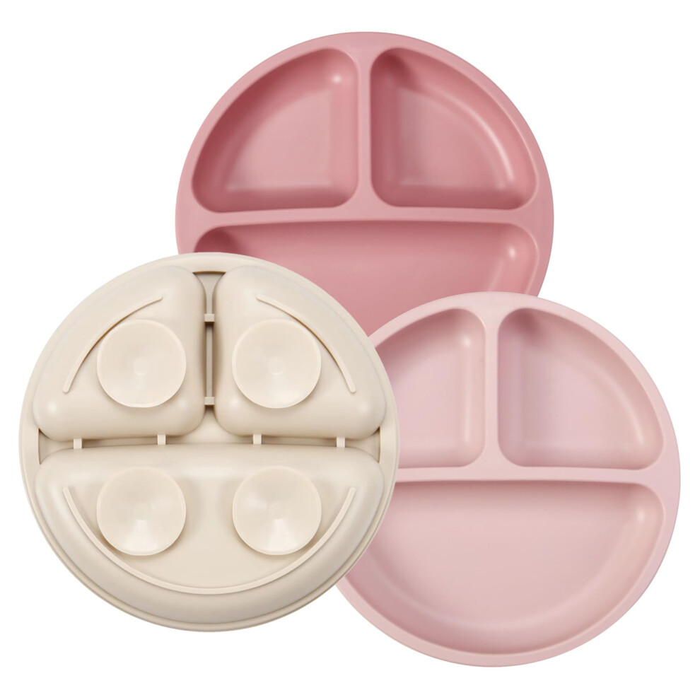 Silicone Baby Plates - 3 Pack, Suction, D Pandaear