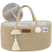 Yunioo Nappy Caddy Organiser, Baby Caddy, Portable Diaper Changing Bag, Nursery Storage Basket with Sturdy Handles, Removable Dividers, Ideal for Bab