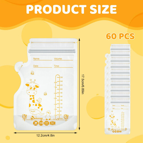 60 Pcs 250ml Breast Milk Storage Bags with Scale a 1