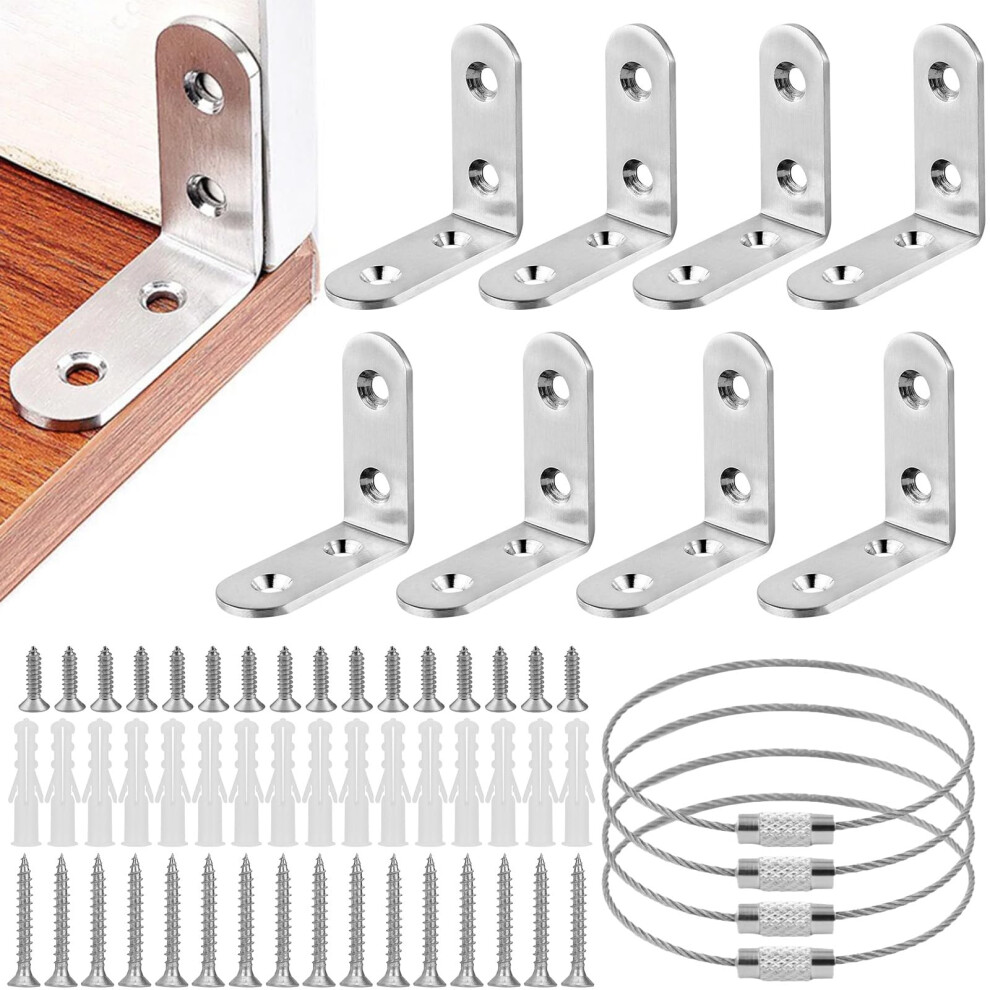 Bettinay 60Pcs Furniture Wall Anchor Set, Anti Tip Furniture Anchors Brackets 88817798