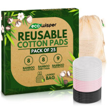 Reusable Makeup Remover Pads 25 PCS - Bamboo Wipes With Washable Laundry Bag - Zero Waste Cotton Wool - Eco Friendly Gifts - Soft & Gentle Makeup Wip