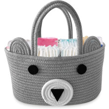 THE SHOPPE Baby Nappy Caddy - Nappy Caddy Organizer for Diapers and Baby Wipes - Grey