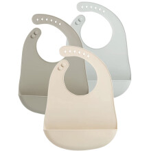 PandaEar 3 Pack Silicone Baby Bibs Cute Super Thin Light Weight Feeding Bibs for Babies & Toddlers, Waterproof Adjustable Soft Silicone Bibs with Foo