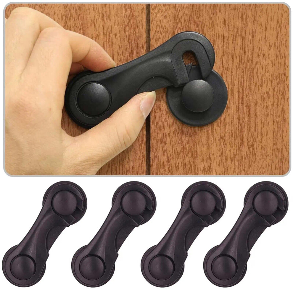 Cabinet Locks For Babies And Child Safety, 4 Pack Childproof Latches With Adhesive For Drawer Cupboards Closet And Pantry Door, Baby Proofing Fridge Aczyqws