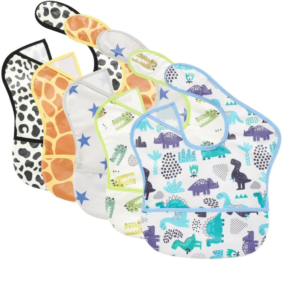 Tsd Baby Bibs Waterproof Feeding Bibs 5Pack Adjust