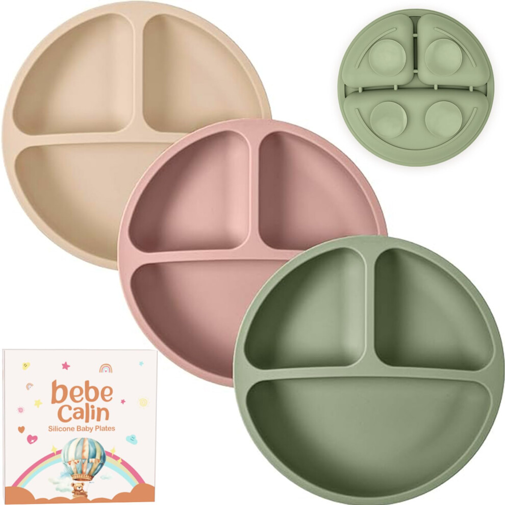 Bebecalin Baby Plates With Suction - 3 Pack Silico