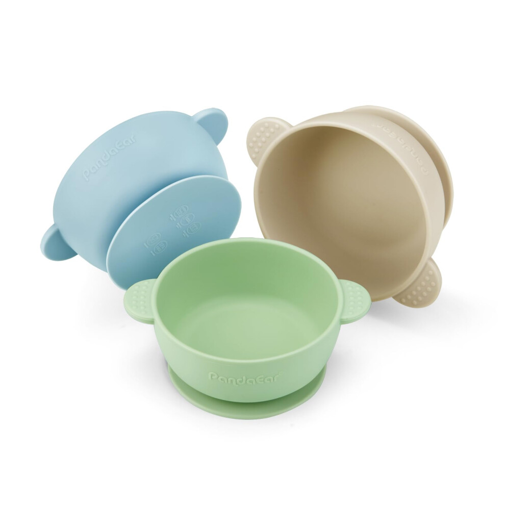 3 Pack Silicone Baby Bowls With Suction - Pandaear
