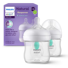 Philips Avent Natural Response Baby Bottle - 2X 125ml Baby Milk Bottle with AirFree Vent, BPA Free for Newborn Babies Aged 0 Months+ (Model SCY670/02)