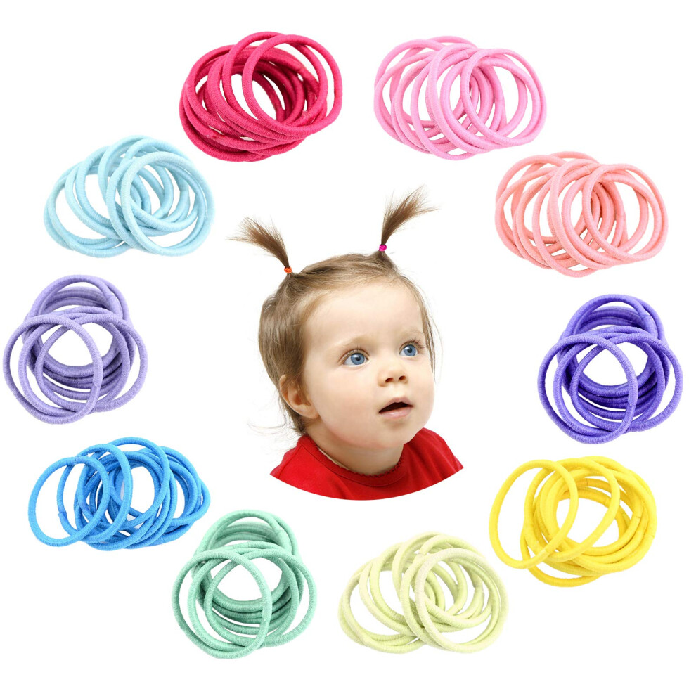 200 Pieces Hair Ties,Elastic Hairbands Ponytail Holders Hair Tie, Multicolor 2Mm Hair Bands No Crease Hair Elastics Small Ponytail Holder Hanyousheng
