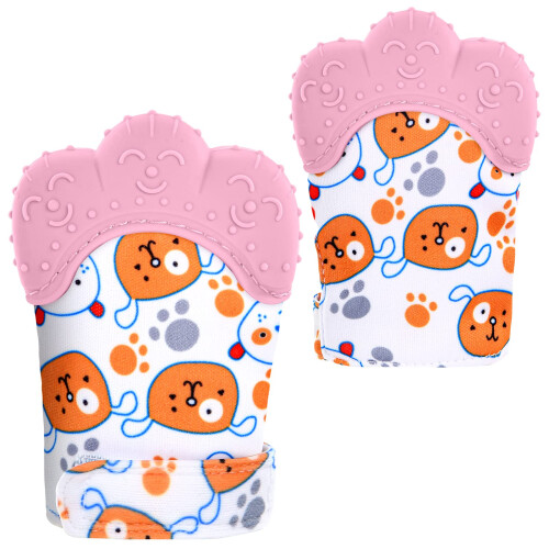 Vicloon Baby Teething Set, 2 Pack Teething Mittens