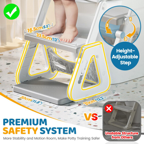 Orzbow Potty Training Toilet Seat with Steps, Stab 1