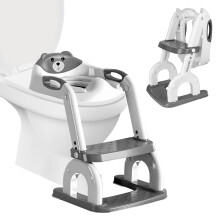 Potty Training Toilet Seat, Upgrade Toddler Toilet Seat, Adjustable Height Foldable Toilet Step Stool, with Soft Cushion, Splash Guard, Non Slip Step
