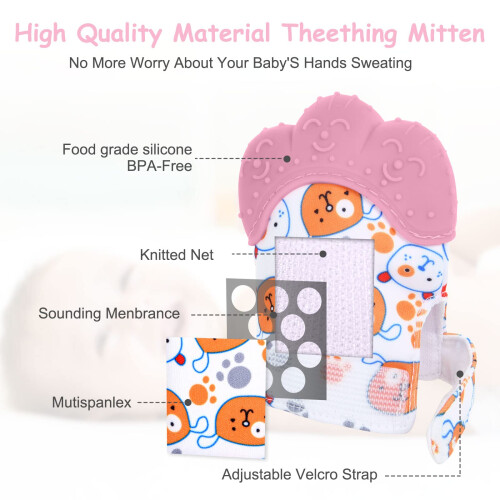 Vicloon Baby Teething Set, 2 Pack Teething Mittens 2