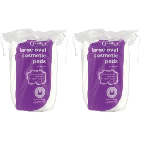 Pretty 50 Large Oval Cotton Cosmetic Pads/Discs -