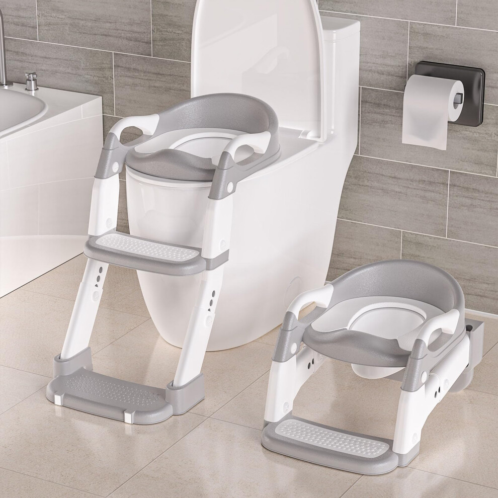 Potty Training Toilet Seat, Upgrade 3 In 1 Toddler Toilet Seat And Steps Stool For Boys Girls, Non-Slip Splash Guard Kidstoilet Seat With Ladder, Adj Momtend