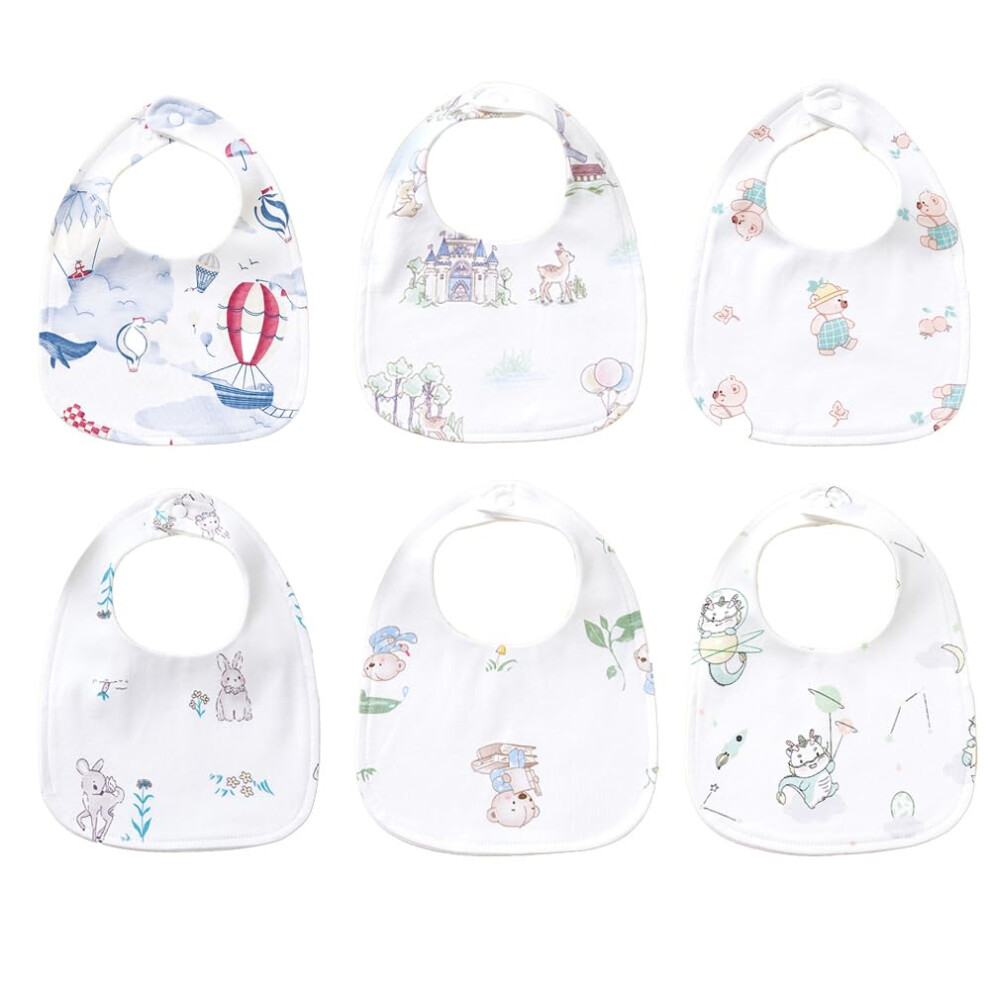 Oaygat 6 Pack Cotton Baby Bibs For Girls Boys For