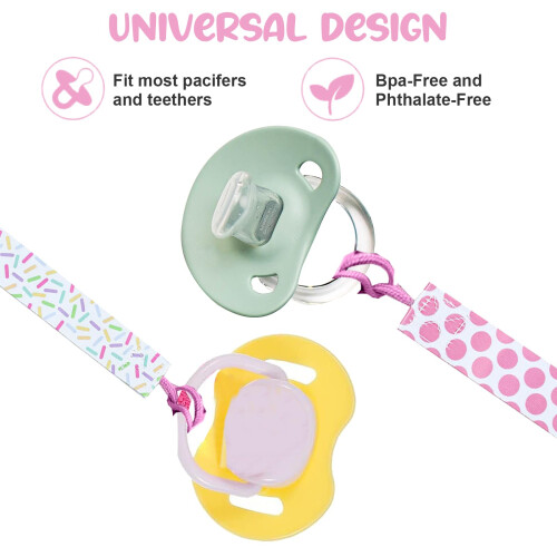8Pcs Dummy Clip Girls, Baby Pacifier Clips Soother 2