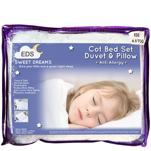 EDS Cot Bed Duvet & Pillow Set 4.5 Tog Lightweight