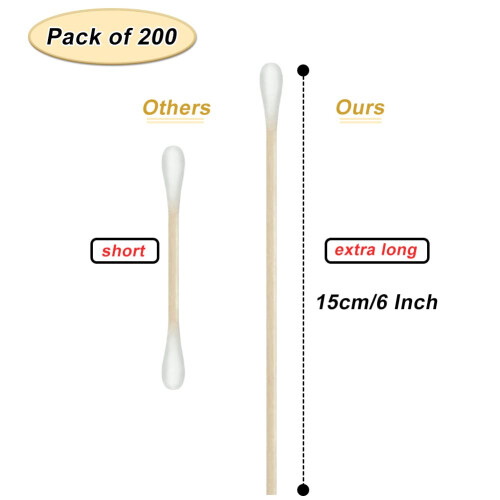 6 Inch Long Cotton Buds, 200pcs Extra Long Handle 1