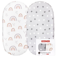 GLLQUEN BABY 2 Pack Moses Basket Fitted Sheets, Ne