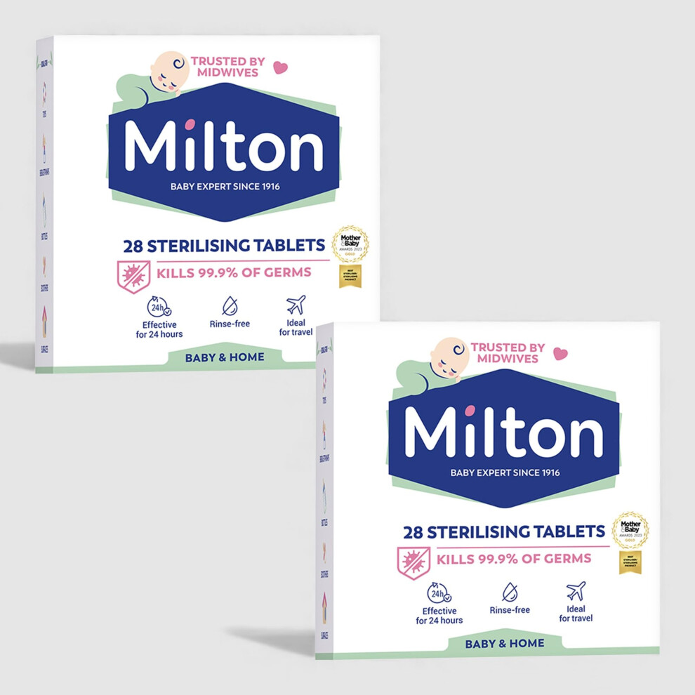 Krishna Stores Ltd 2 X 28 Milton Sterilising Tablets For Cleaning Baby Bottles, Feeding Accessories And Breastfeeding Equipment. Rinse-Free And Ideal For Home, Travel A