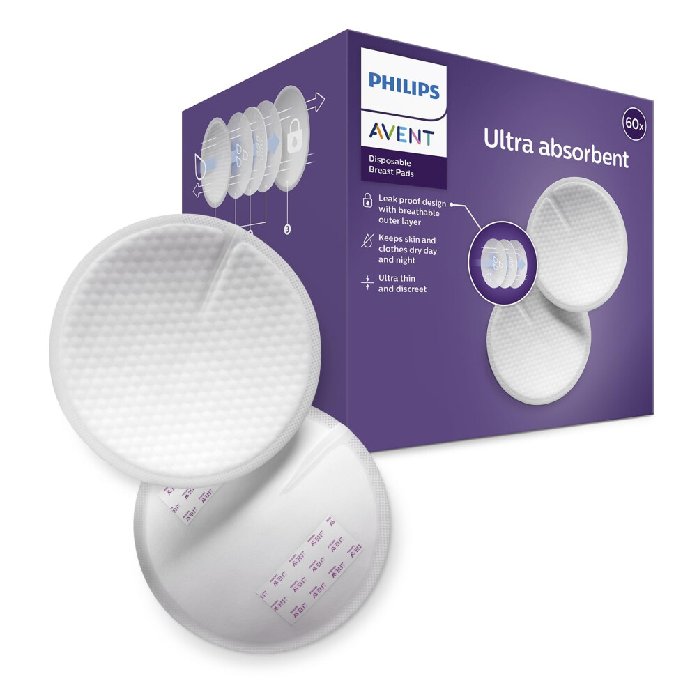 Avent Philips Disposable Breast Pads, Scf254/61, (Pack Of 60) Transparant