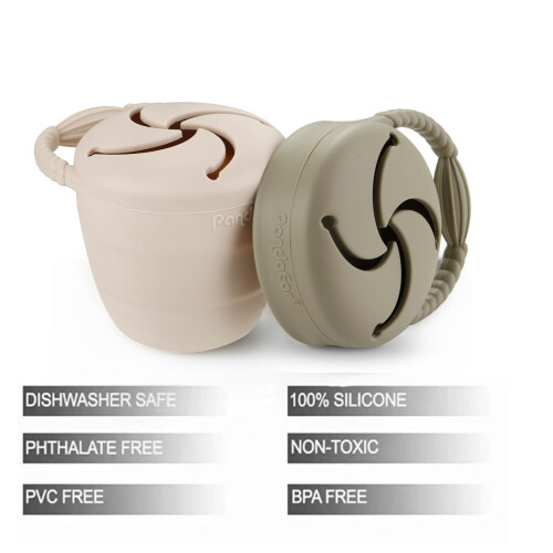 PandaEar 2 Pack Toddler Snack Pots, Collapsible Si 1