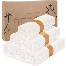 Bamboo Washcloths 6 Pack 25cm x 25cm - White Washcloths for Face - Gentle and Soft Washcloths for Face and Body - Natural Bamboo Baby Washcloths - Ba