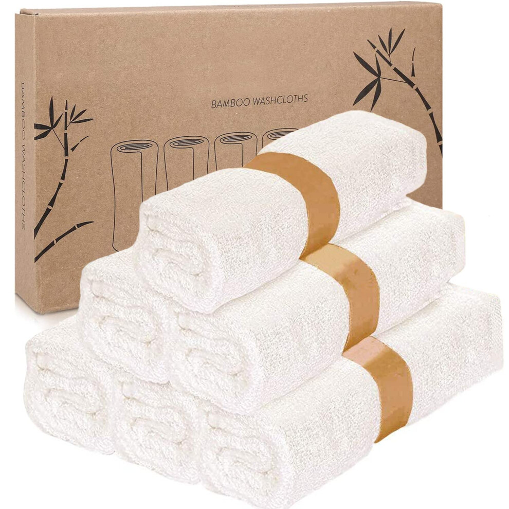 Winice Bamboo Washcloths 6 Pack 25Cm X 25Cm - White Washcloths For Face - Gentle And Soft Washcloths For Face And Body - Natural Bamboo Baby Washcloths - Ba