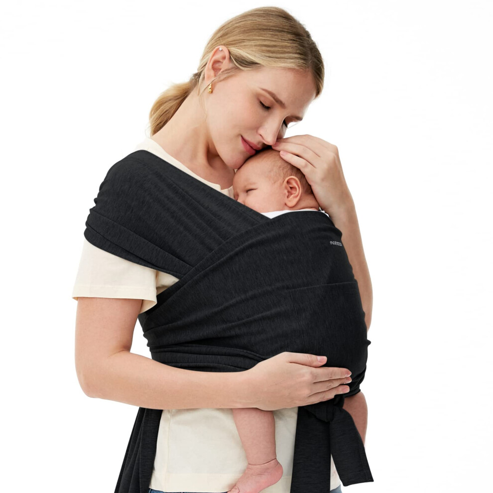 Baby Wrap Carrier For 3.6-15Kg, Easy To Wear Baby Sling Carriers From Newborn, Adjustable Baby Carriers For Newborn To Toddler, Black Momcozy