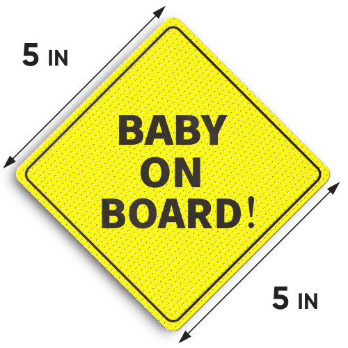 Baby On Board Sign for Car - 2 Pack, 5" x 5" - Ide 1