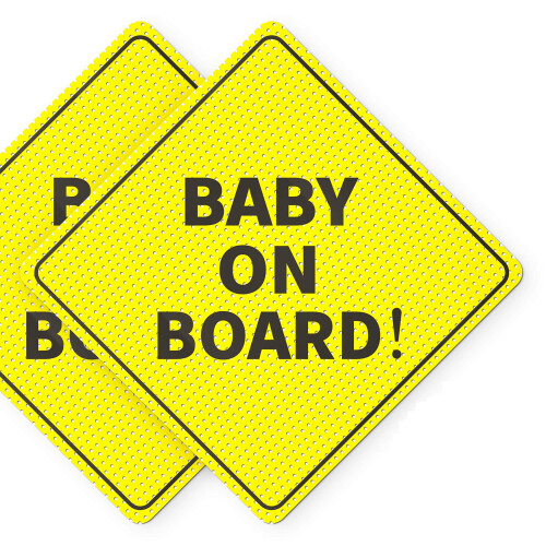 Baby On Board Sign for Car - 2 Pack, 5" x 5" - Ide