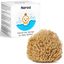 NAROA Natural Baby Bath Sponge in Gift Box | Soft Sea Unbleached Sea Washcloth for Babies | Newborn Shower Time Essentials | Pregnancy Registry Boy G