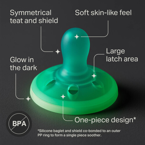 Tommee Tippee Tommee Tippee Breast-Like NightGlow Dummy, 6-18m, 2