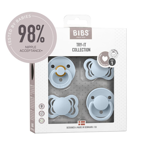 BIBS Try-it Soother 4-Pack. BPA Free, Round, Symme