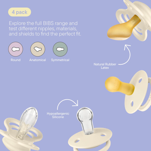 BIBS Try-it Soother 4-Pack. BPA Free, Round, Symme 2