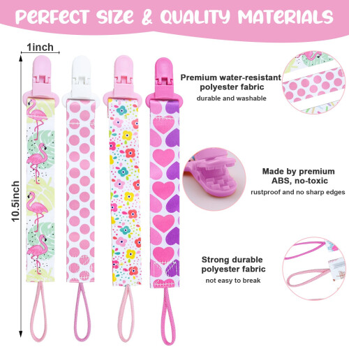 8Pcs Dummy Clip Girls, Baby Pacifier Clips Soother 1