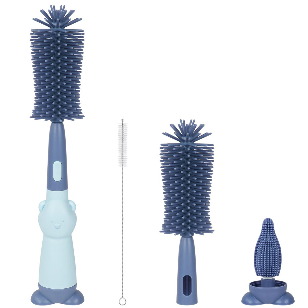 Vicloon 3 In 1 Silicone Bottle And Teat Cleaning Brush, Straw And Bottle Cleaner Set (Blue)