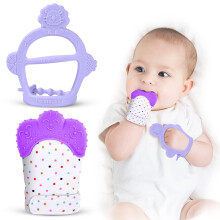 Vicloon Baby Teething Set, 2Pcs Mittens for Baby,