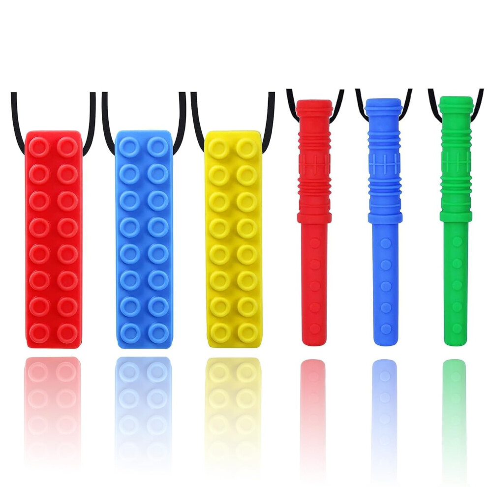 Gnawrishing Chew Necklaces For Sensory Kids 6 Pcs Sensory Chewy Toys For Autism Girls And Boys, Adhd Toddler, Adult